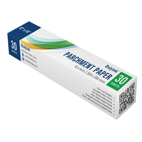 Dulytek® 30-Sheet Extra Thick Press Parchment Paper, Pre-Cut 12" x 14"